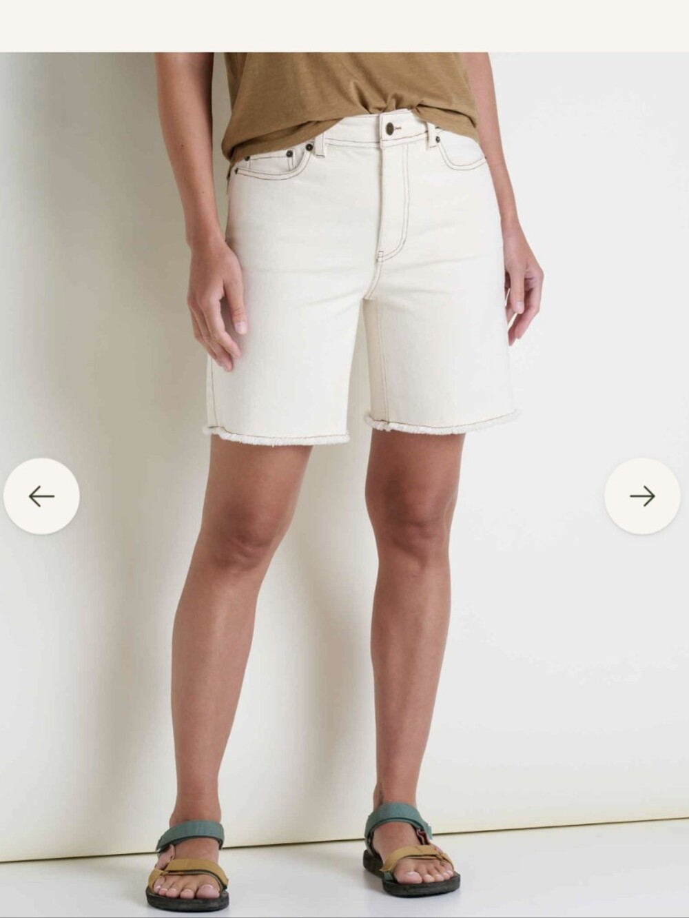 TOAD & CO Classic High-Rise Balsam Seeded Cream Denim Bermuda Shorts Size 8
